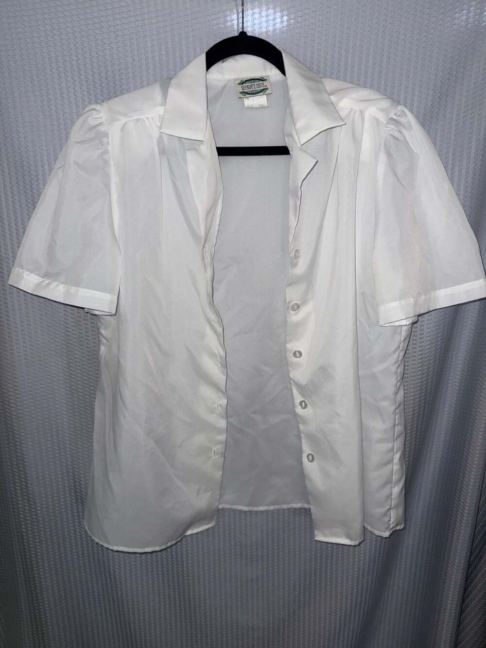 Vintage Separate Issue White Short Sleeve Puff Sleeve Blouse Size Large
